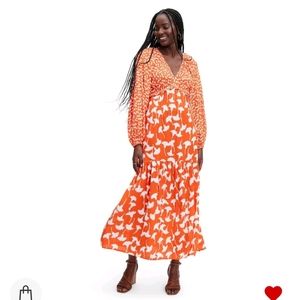 DVF Diane von Furstenberg x Target V-neck Gingko Cherry Tomato Maxi Dress Size S